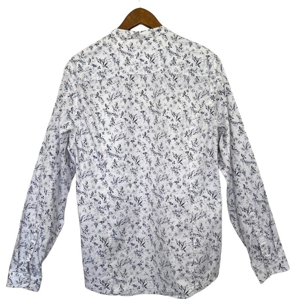 Asos Bird Print Pattern Button Down Shirt Size La… - image 2